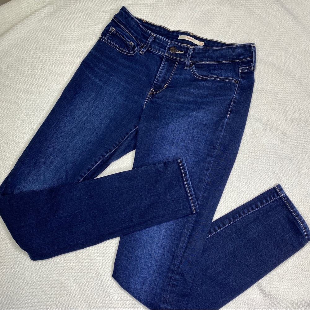 LEVIS 711 Skinny Jeans Dark Wash Denim Size 28